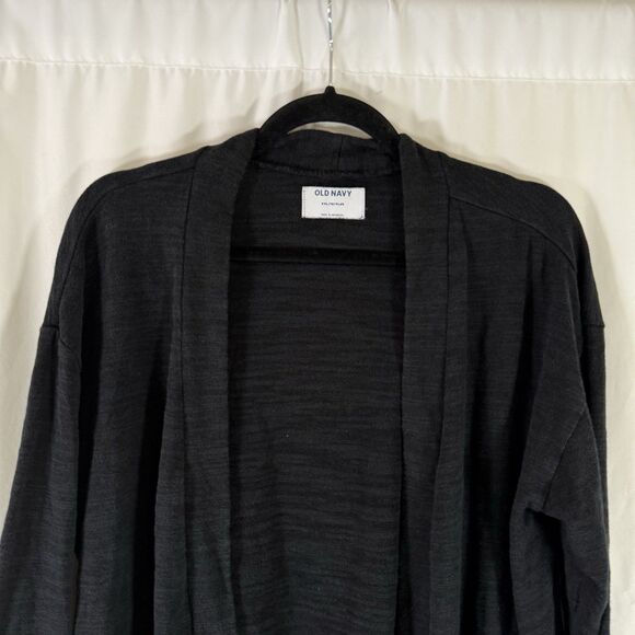 Old Navy Cardigan Girls XXL 18 Plus Black Open Front Cotton Blend Long Sleeve - Picture 2 of 9